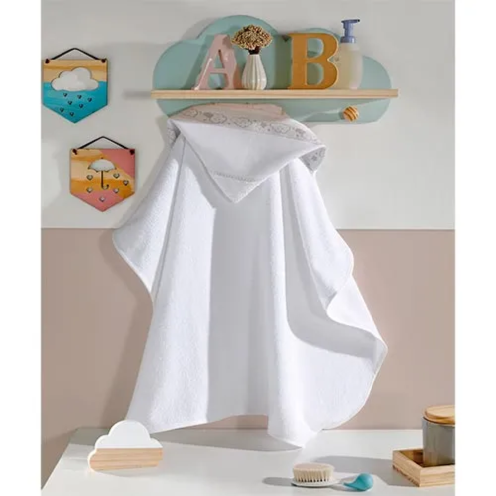 DOHLER TOALHA BANHO FELPUDO WEB C/CAPUZ P/BORDAR BABY KIDS