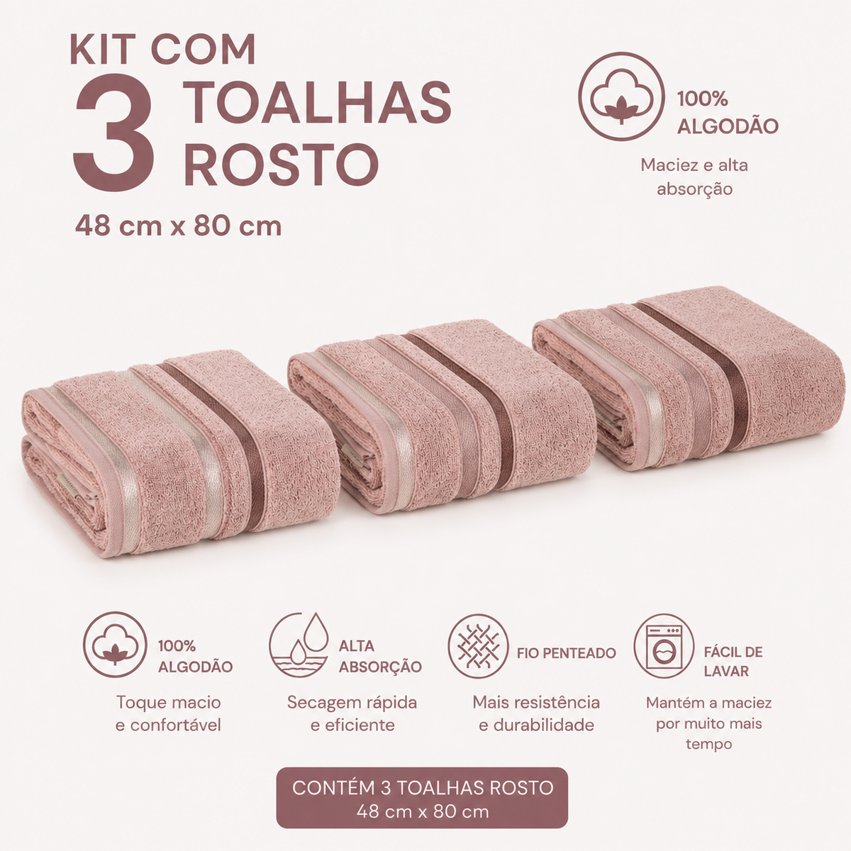 Jogo de Toalha Lumina  Karsten 3 Toalha de Rosto