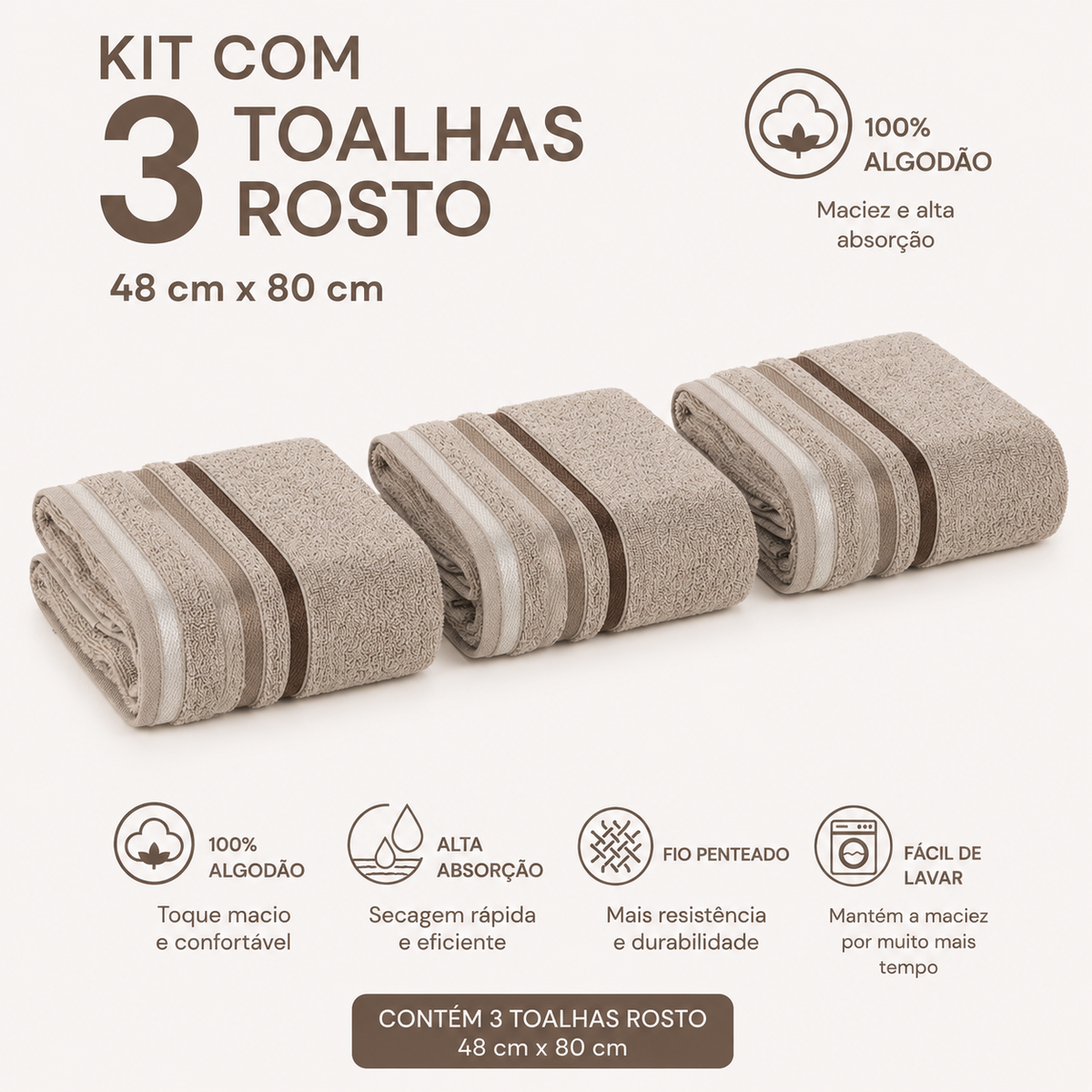 Jogo de Toalha Lumina  Karsten 3 Toalha de Rosto