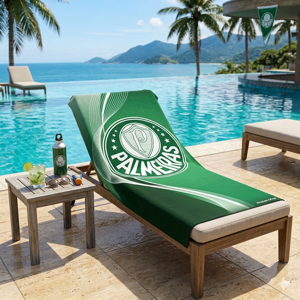Toalha Futebol Jacquard Veludo Bouton Palmeiras