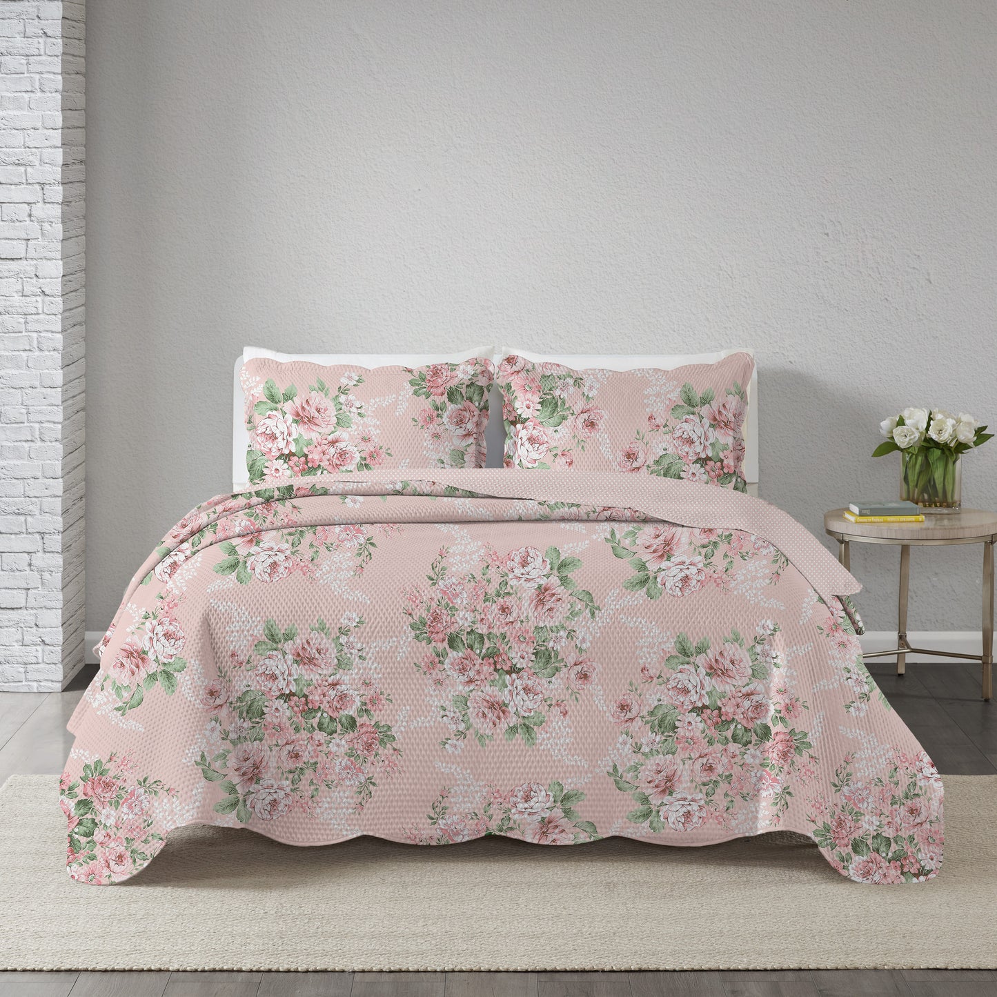 FATEX COLCHA  PARIS 150 FIOS DUPLA FACE COM VIES / CASAL  - ROSA