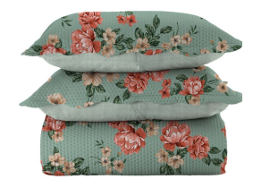 FATEX COLCHA PARIS 150 FIOS DUPLA FACE COM VIES / CASAL - VERDE
