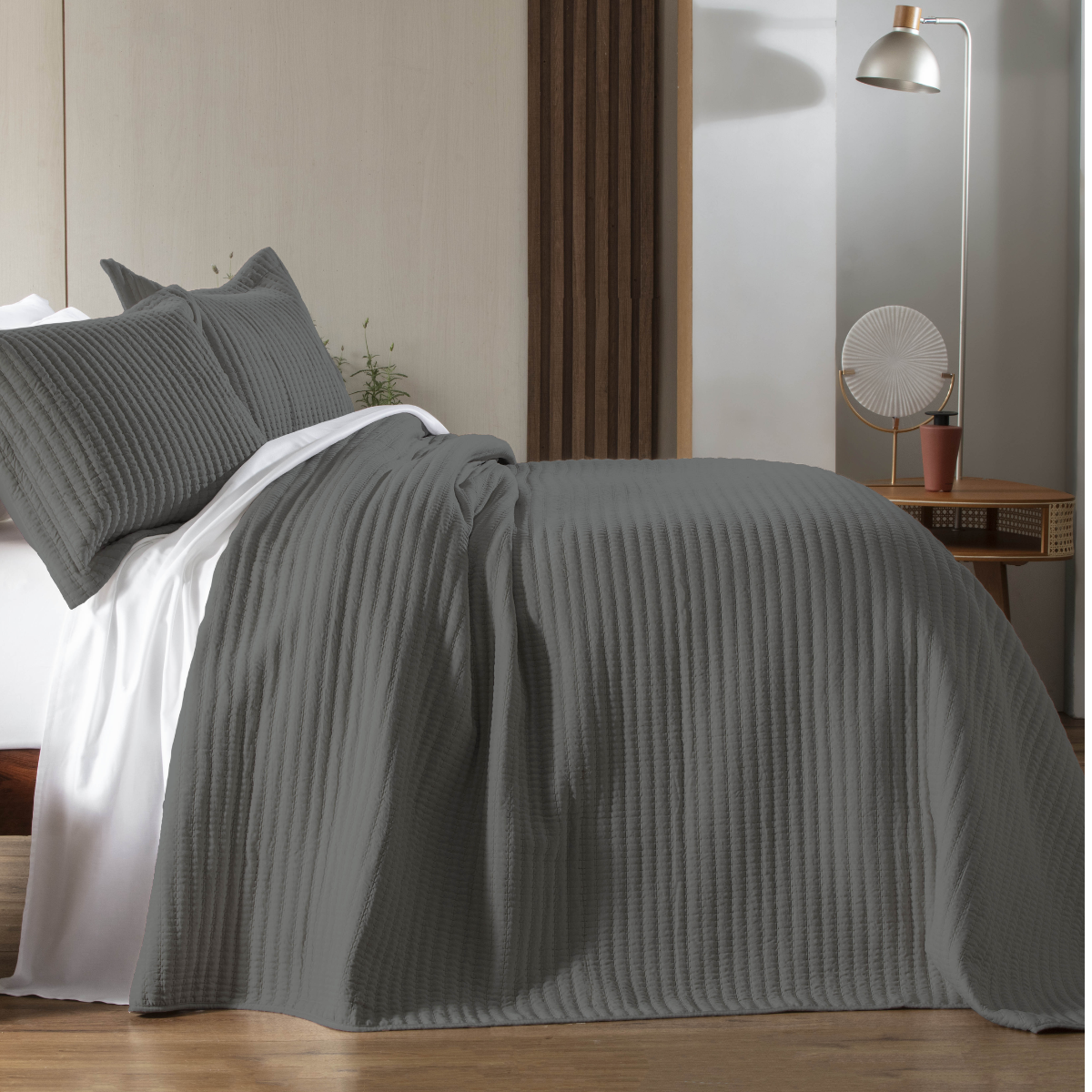 FATEX COLCHA WEB LIVING ART / CASAL / CINZA