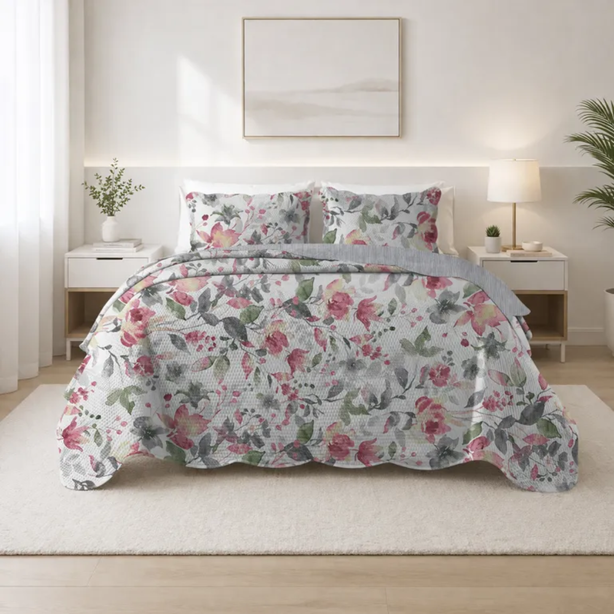 FATEX COLCHA  PARIS 150 FIOS DUPLA FACE COM VIES / CASAL - FLORAL