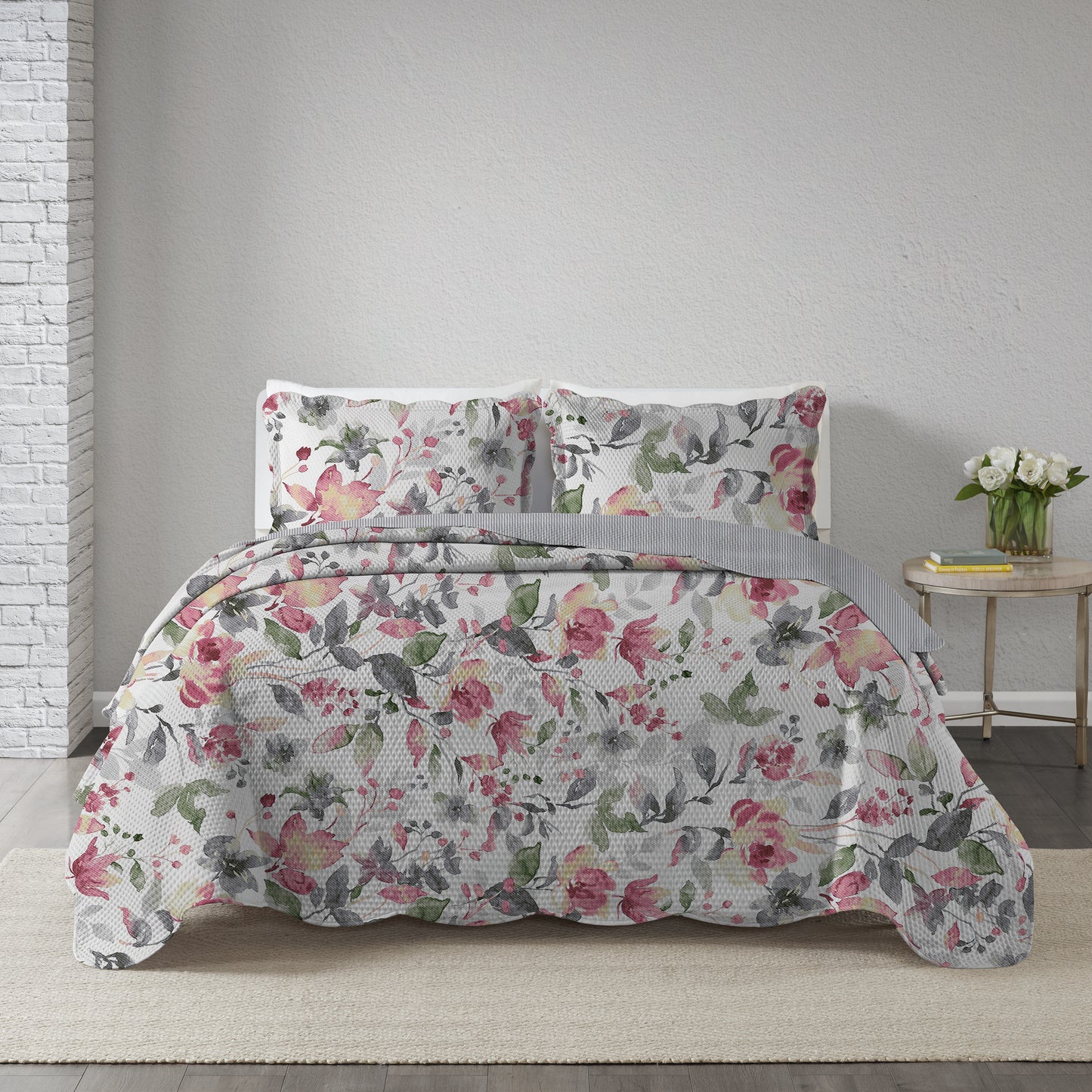 FATEX COLCHA  PARIS 150 FIOS DUPLA FACE COM VIES / CASAL - FLORAL