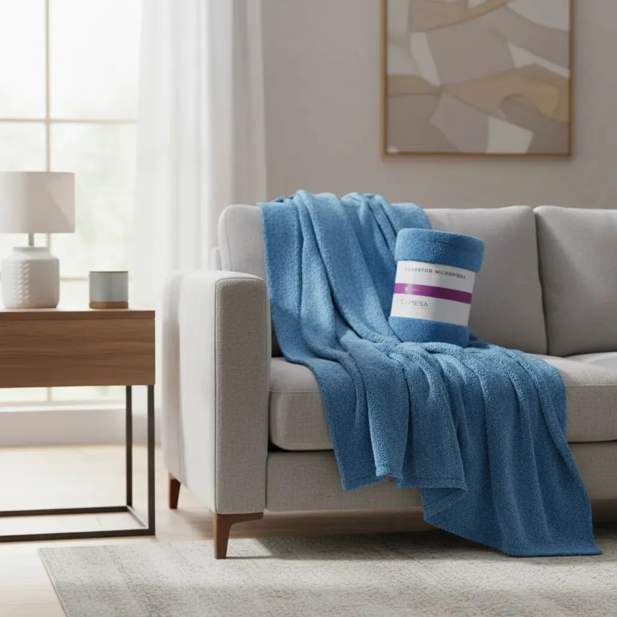 CAMESA MANTA MICROFIBRA 180G CASAL AZUL