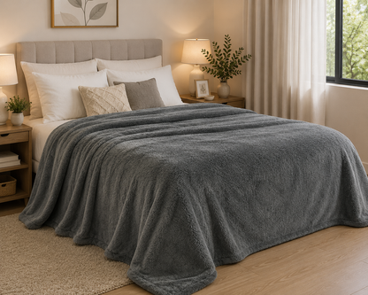 CAMESA MANTA  MICROFIBRA 180G CASAL CINZA
