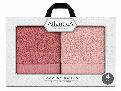 ATLANTICA TOALHA JG BANHO CAPRI NA CAIXA 4 PCS TELHA