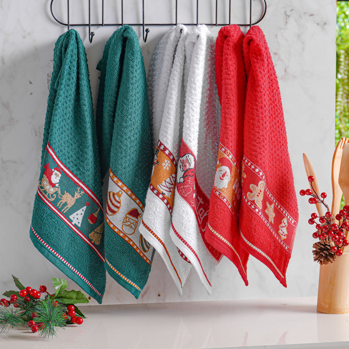 Hiper Textil kit 3 Panos de Copa Buongusto Natalino 42X62