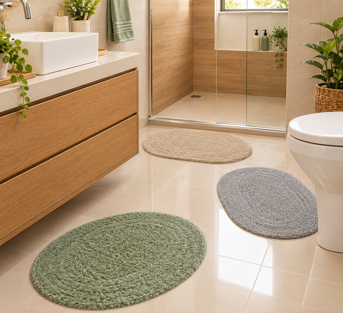 Hiper Textil Kit 3 tapetes Oazi  Oval 40 x 60 cm