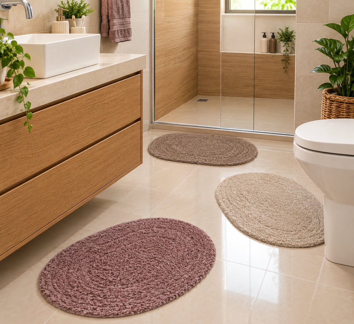 Hiper Textil Kit 3 tapetes Oazi  Oval 40 x 60 cm