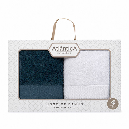 Atlantica Jogo Banho  Capri 4 peças - Azul e Branco